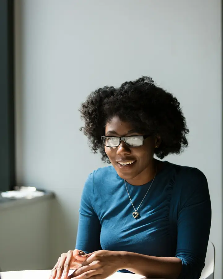 Recruiter smiling during an interview